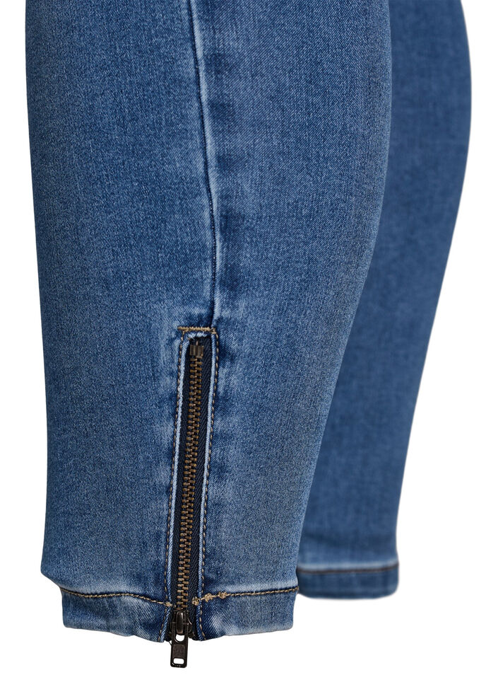 Cropped Amy -farkut vetoketjuyksityiskohdalla, Sininen, Packshot image number 4