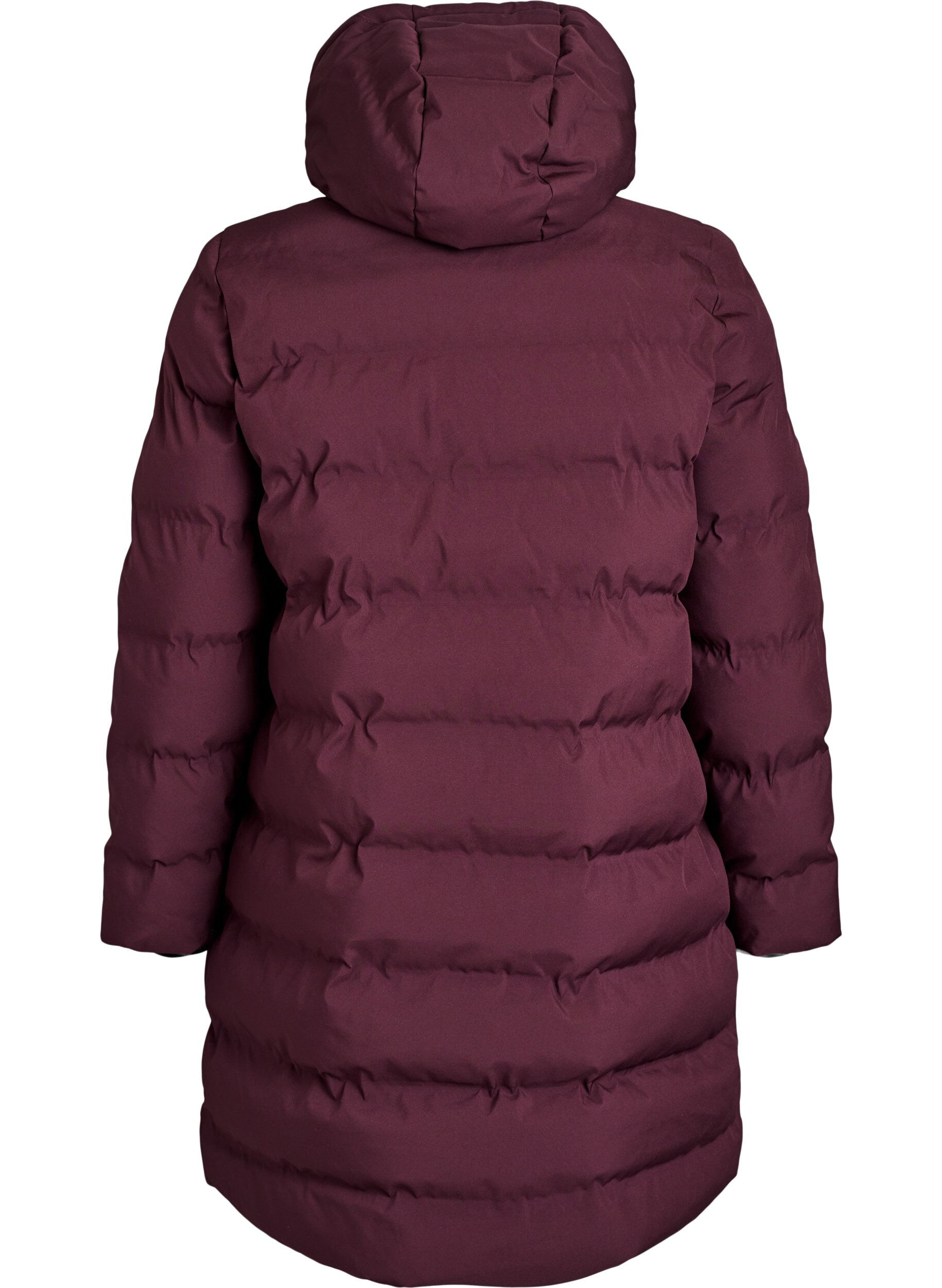 Zizzi Puffer-takki hupulla ja taskuilla, Tumma Bordeaux, Packshot image number 1