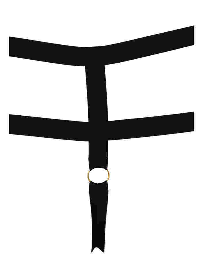 Pinnoitetut g-stringit nauhoilla, Black, Packshot image number 2