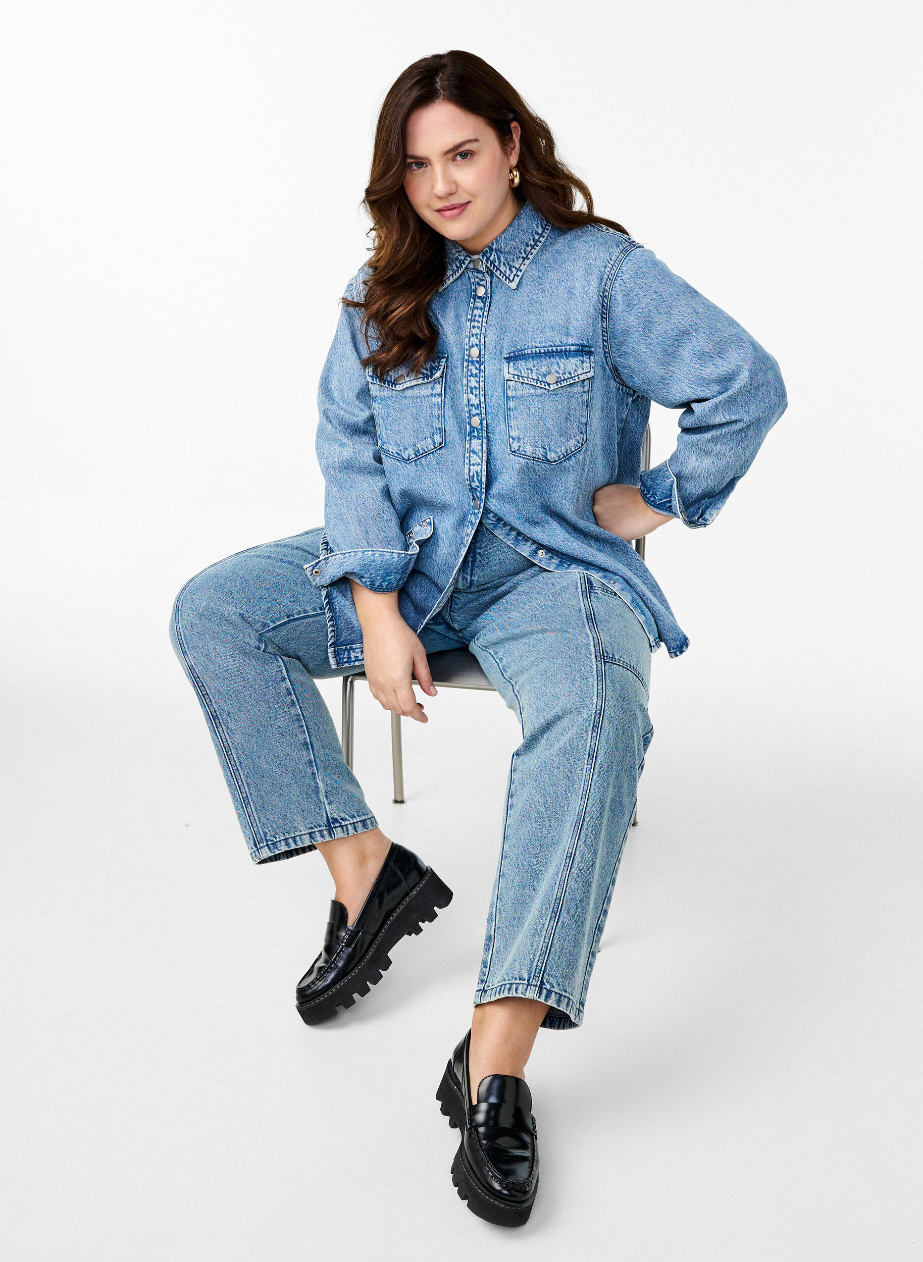 Zizzi Farkkupaita rintataskuilla, Sininen, Image image number 0