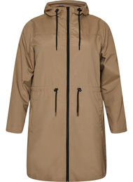 Kevyt hupullinen parka, Ruskea