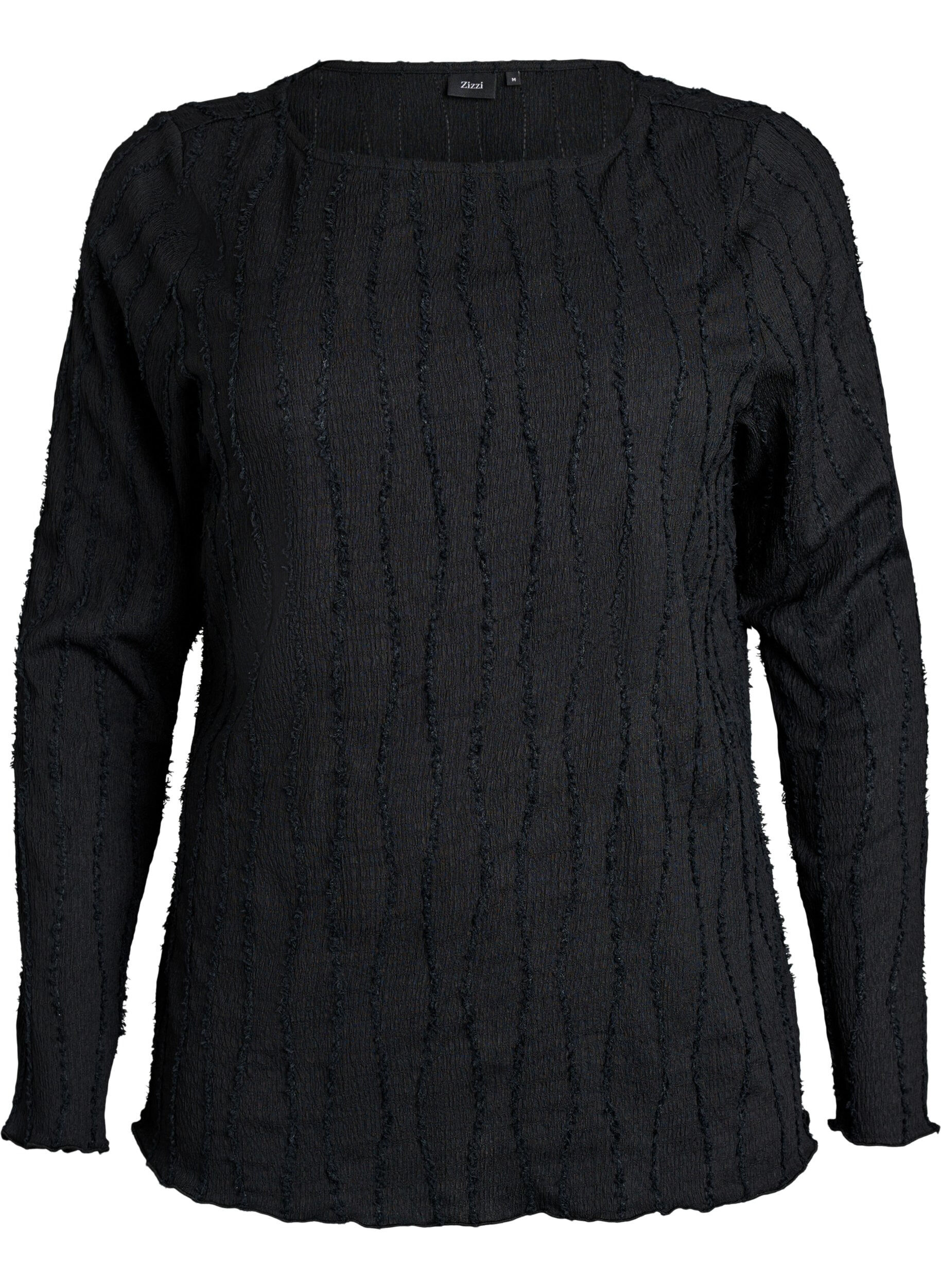 ZizziJerseypusero aaltoilevalla tekstuurilla, Musta, Packshot image number 0