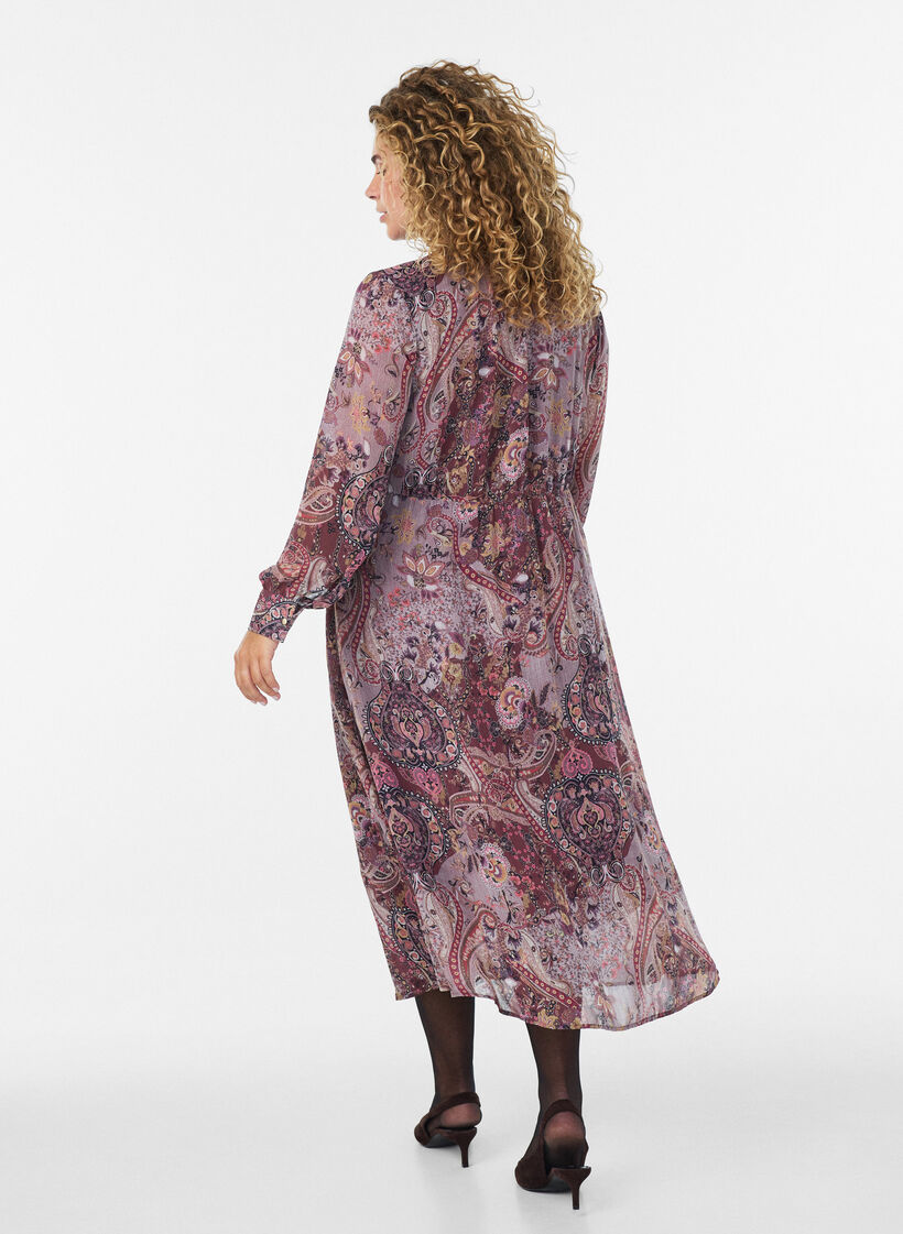 Midimekko paisleykuosilla ja joustavalla vy&ouml;t&auml;r&ouml;ll&auml;, Violetti, Model image number 1