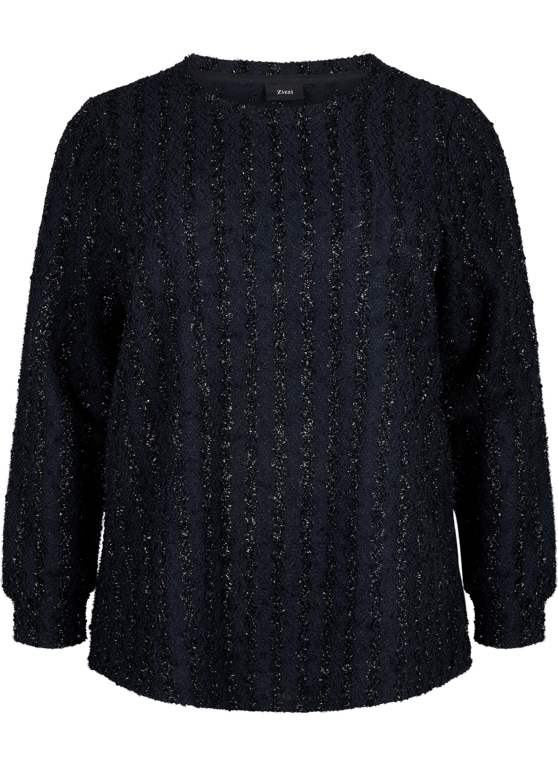 Zizzi Paita kimaltavalla rakenteella, Musta, Packshot image number 0