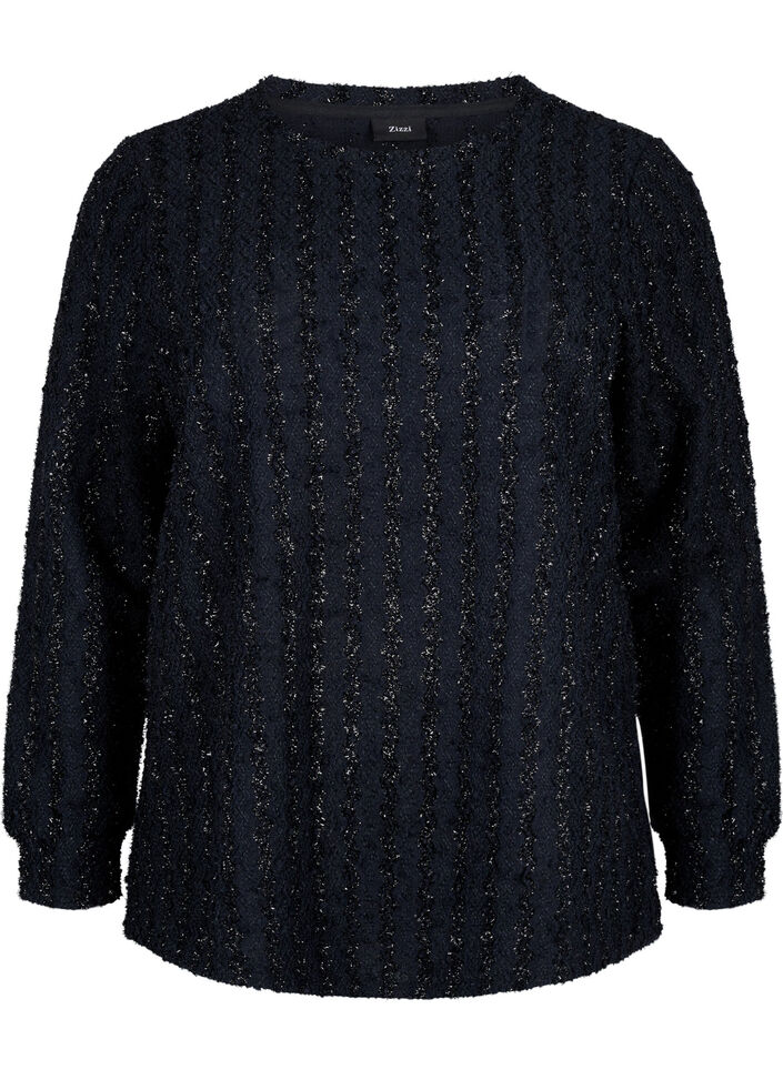 Paita kimaltavalla rakenteella, Musta, Packshot image number 0