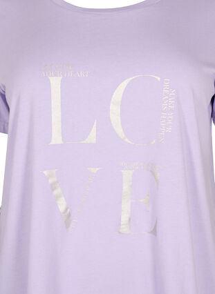 Lyhythihainen puuvillainen t-paita printillä, Lavender W. Love, Packshot image number 2