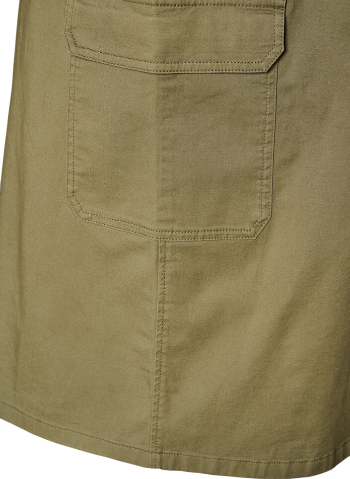 Puuvillainen cargo-hame takahalkiolla, Vihre&auml;, Packshot image number 3