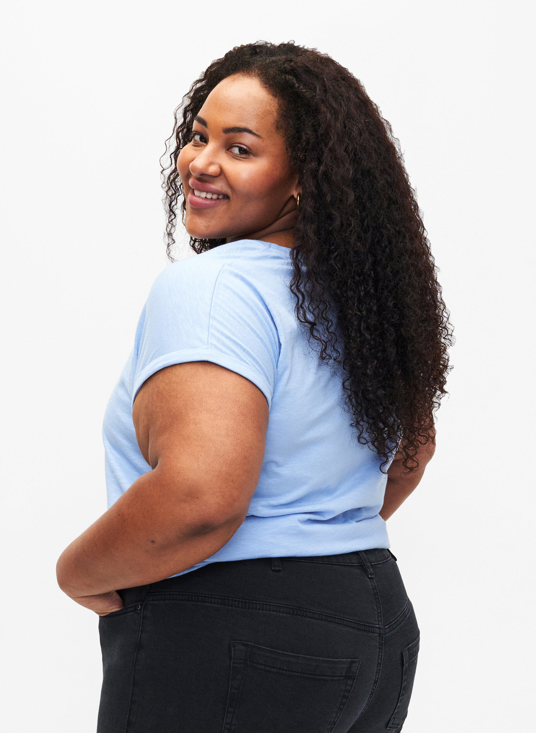 Zizzi Ekologisesta puuvillasta valmistettu t-paita painatuksella, Serenityw.Navy Print, Model image number 1