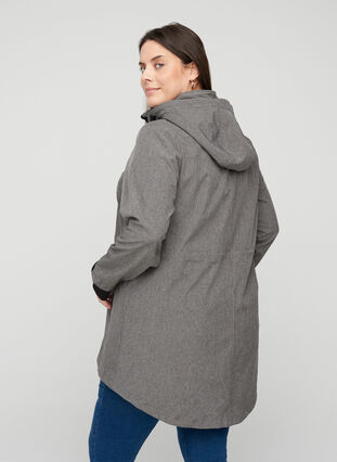 Softshell-takki hupulla ja taskuilla , Medium Grey Melange, Model image number 1