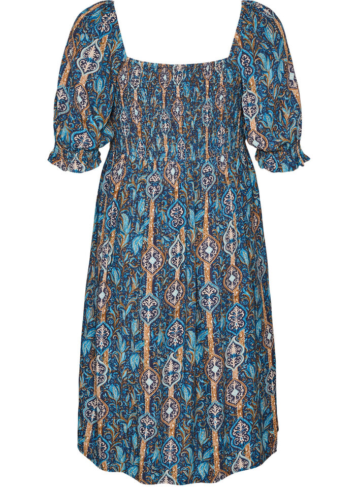 Kes&auml;mekko viskoosista paisley-kuosilla, Sininen, Packshot image number 1