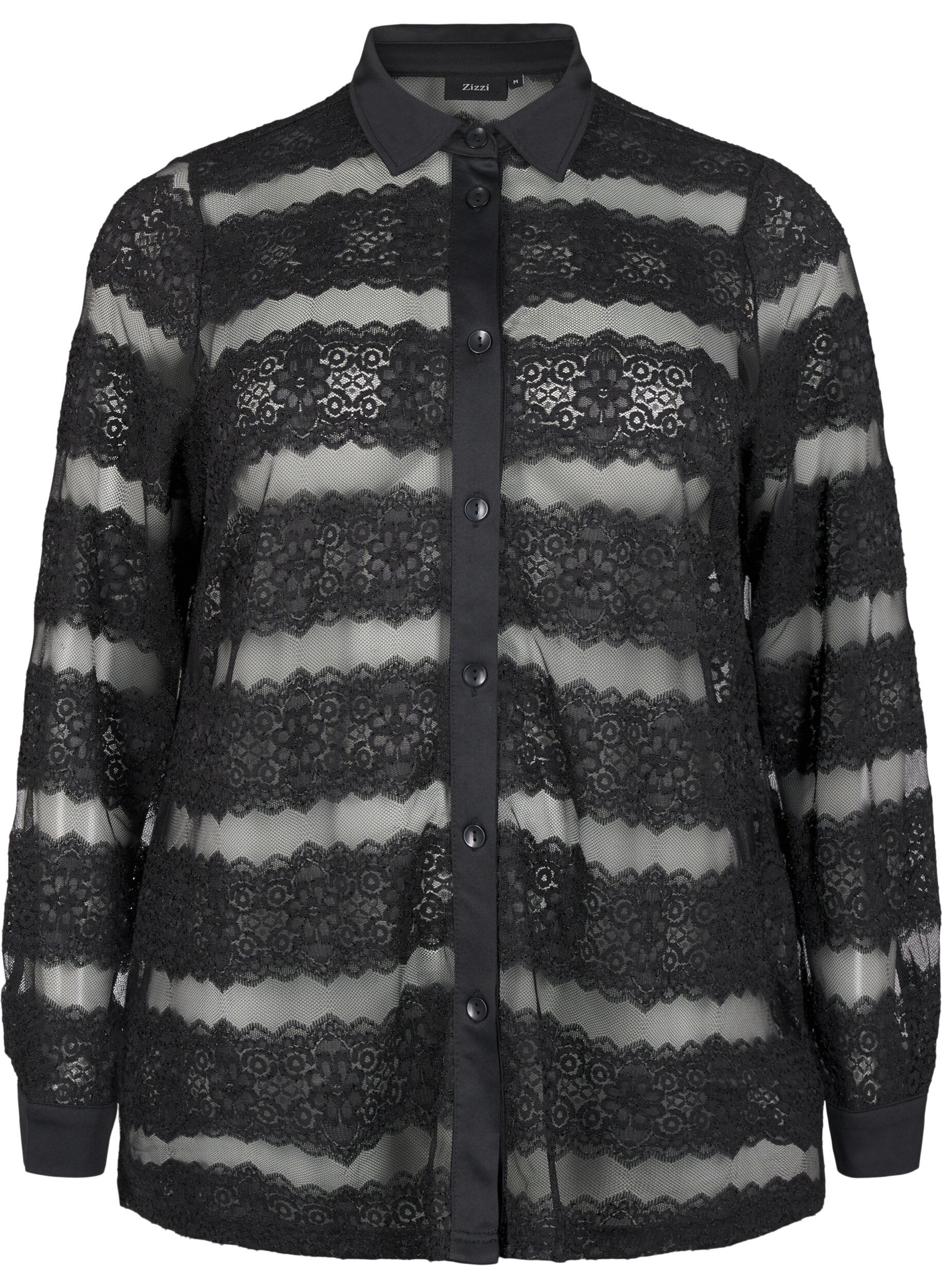 Zizzi Rento pitsipaita l&auml;pikuultavalla verkkokankaalla, Black, Packshot image number 0