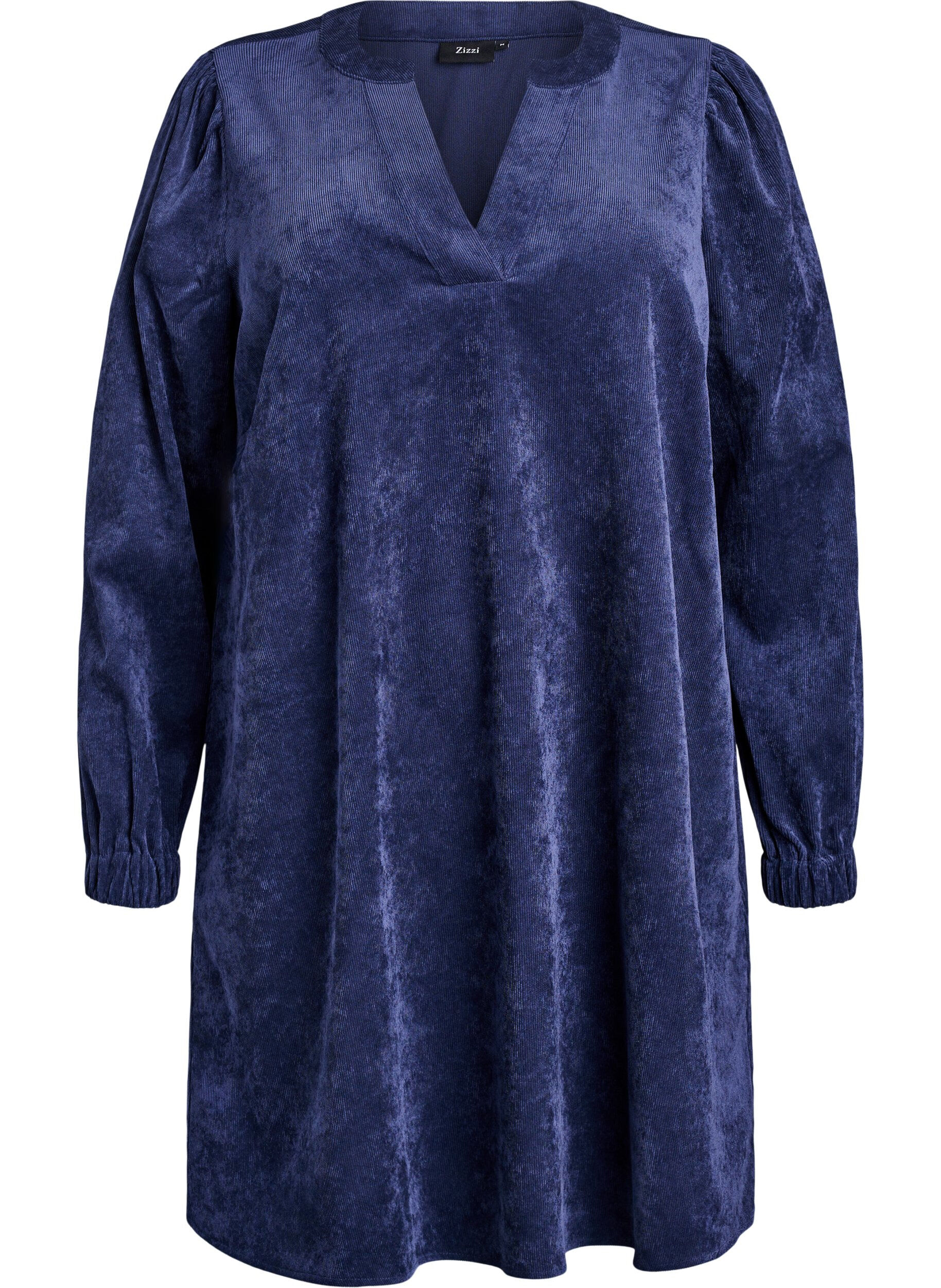 Zizzi Lyhyt samettimekko pitkill&auml; hihoilla, Sininen, Packshot image number 0