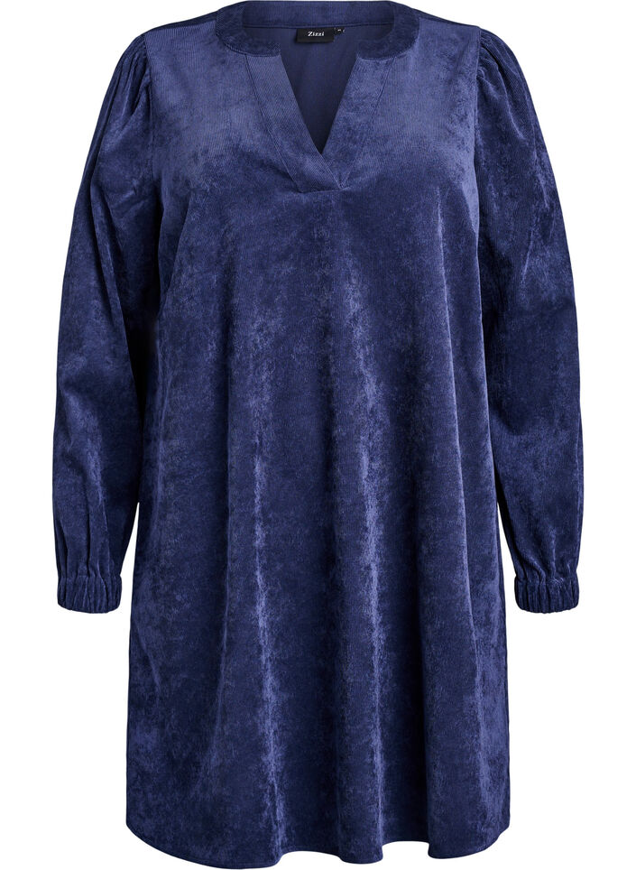 Lyhyt samettimekko pitkillä hihoilla, Sininen, Packshot image number 0