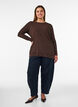 Jerseypusero, jossa ep&auml;symmetrinen pitsireunus, Ruskea, Model image number 1