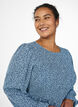 Mekko kuminauhallisella yl&auml;osalla ja pienikukkaisella kuosilla, Sininen, Model image number 3