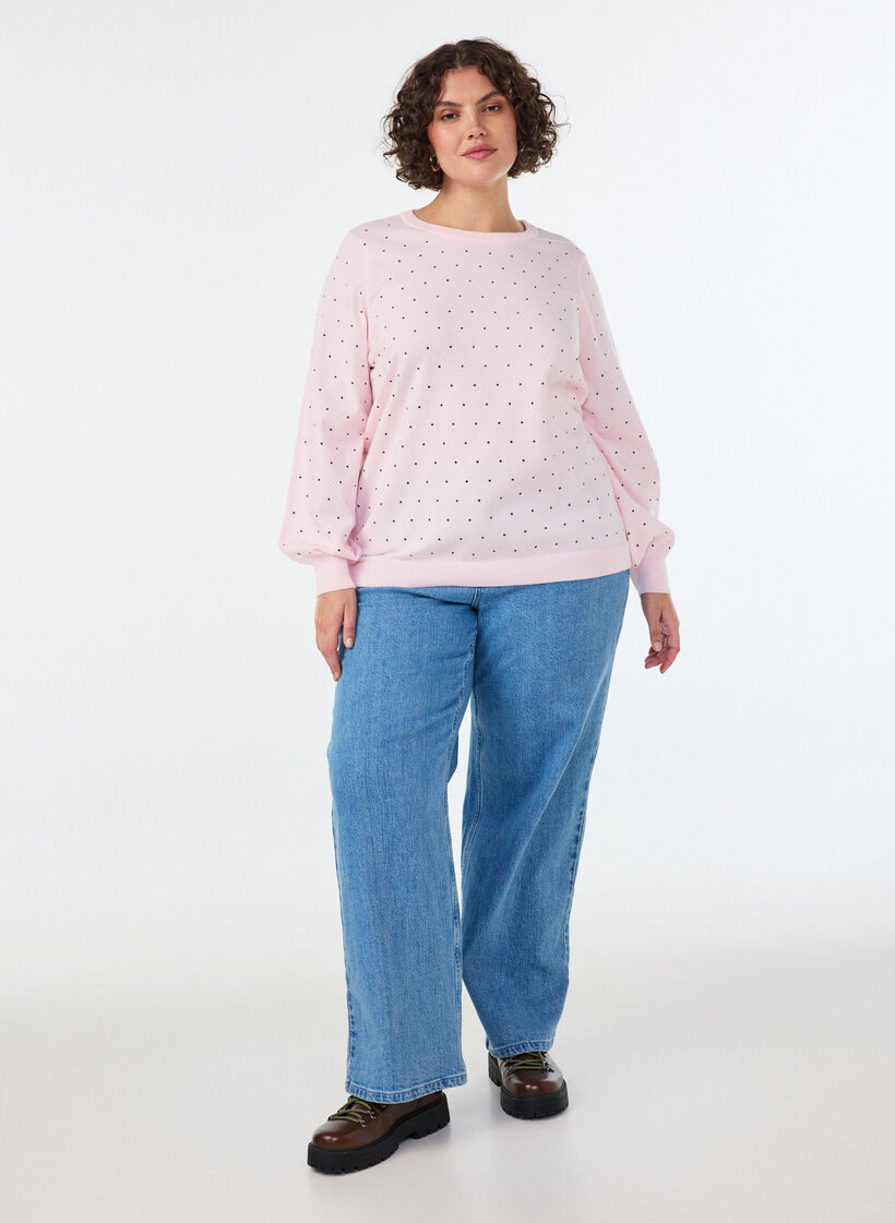Neulottu pusero pienill&auml; pilkuilla, Vaaleanpunainen, Model image number 1