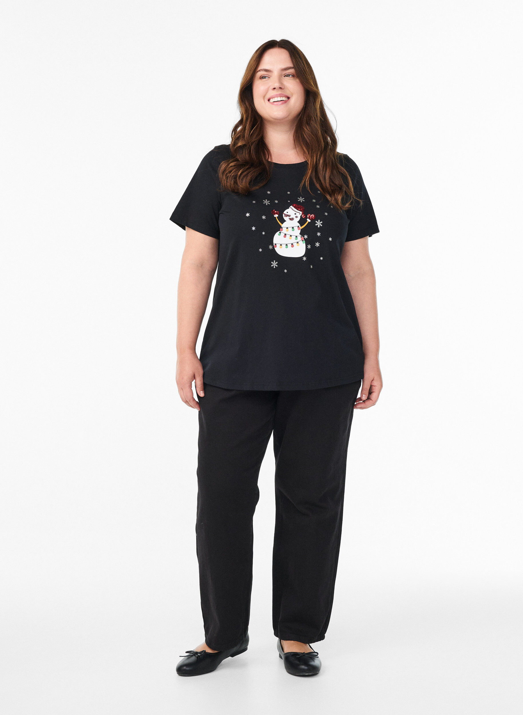 Zizzi Joulupaita luomupuuvillasta, Musta, Model image number 1