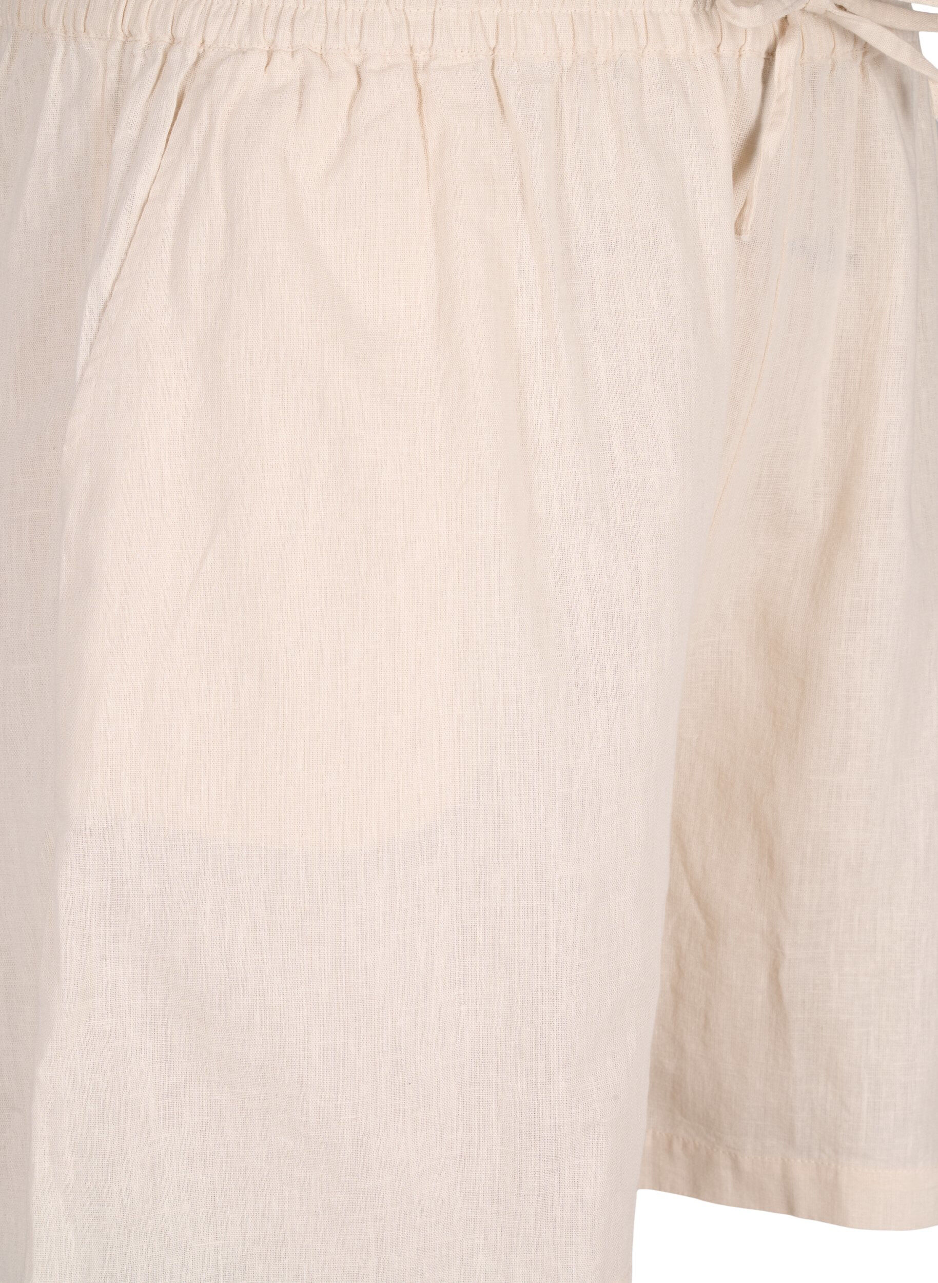 Zizzi V&auml;lj&auml;t shortsit puuvillan ja pellavan sekoitteesta, Sandshell, Packshot image number 2