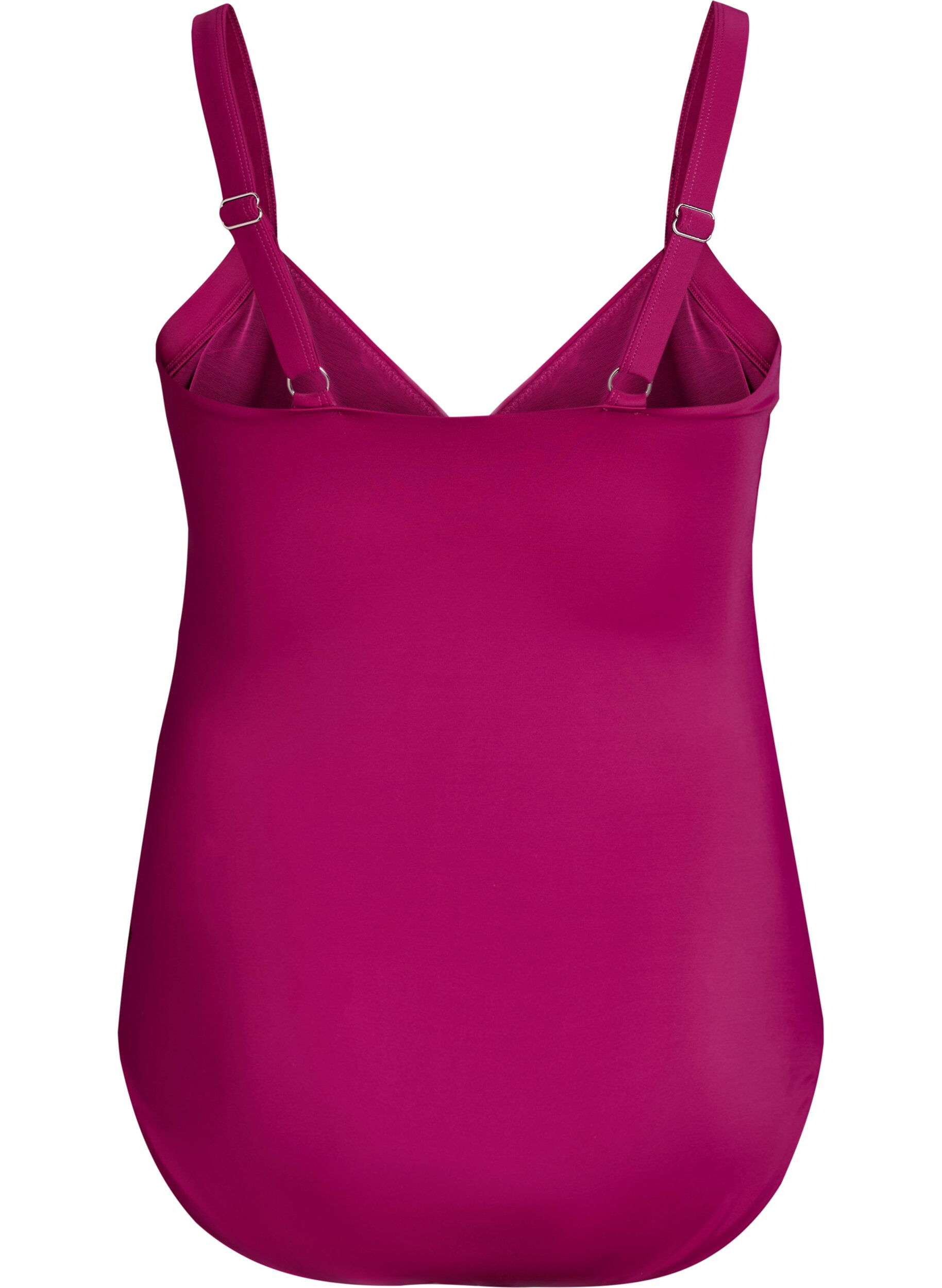 ZizziKaariollinen uimapuku rypytysdetaljilla, Violetti, Packshot image number 1