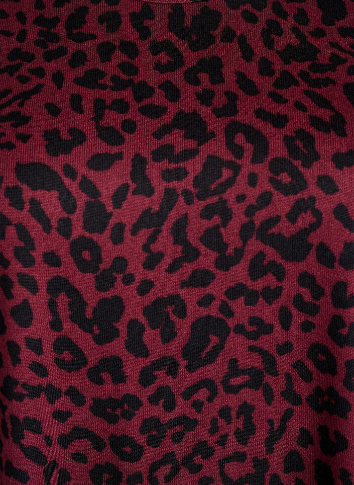 Leopardikuvioinen pusero pitk&auml;ll&auml; hihalla, Tumma Bordeaux, Packshot image number 2