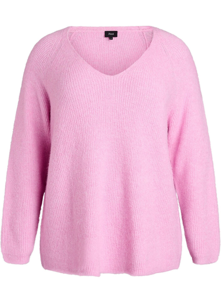 Neulepusero v-pääntiellä ja raglanhihoilla, Vaaleanpunainen, Packshot image number 0