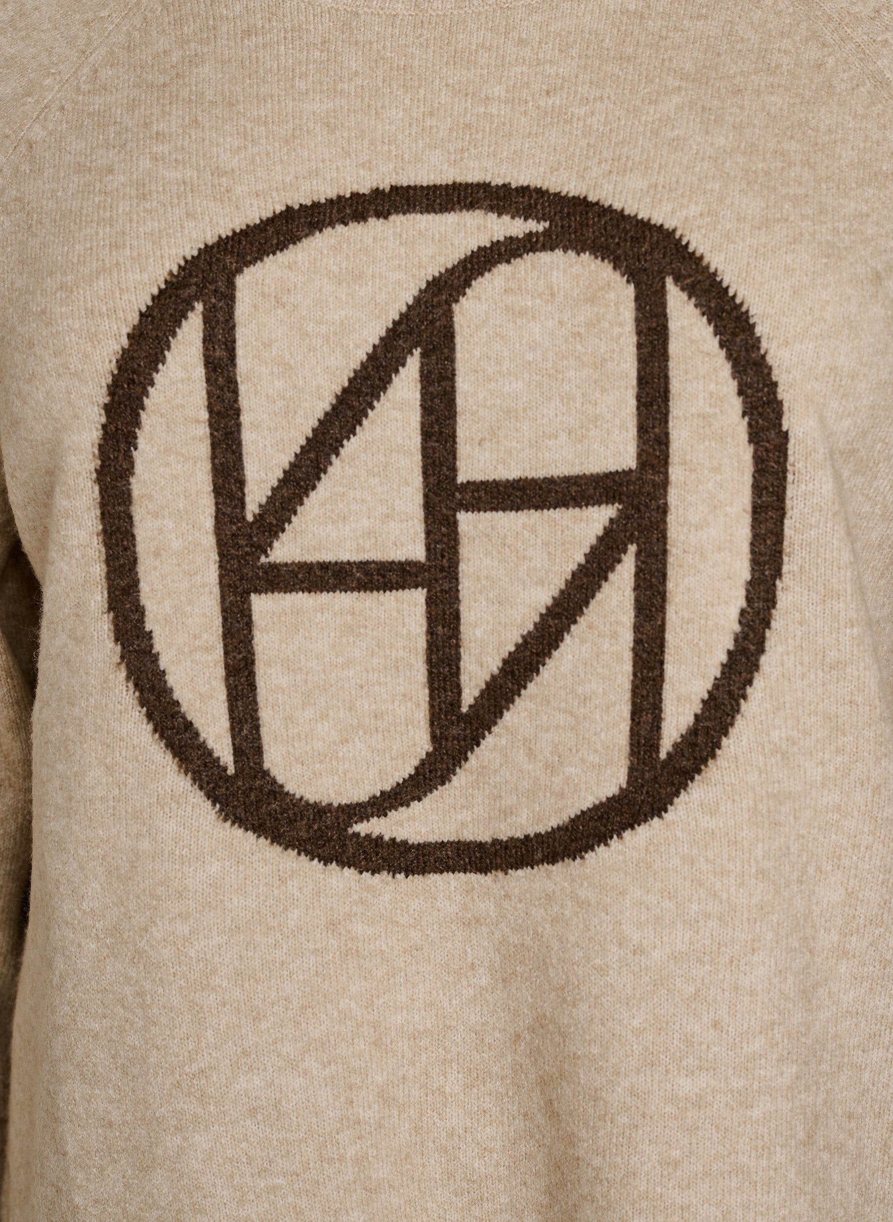 ZizziNeulepusero logolla ja kontrastiraidoilla, Beige, Packshot image number 2