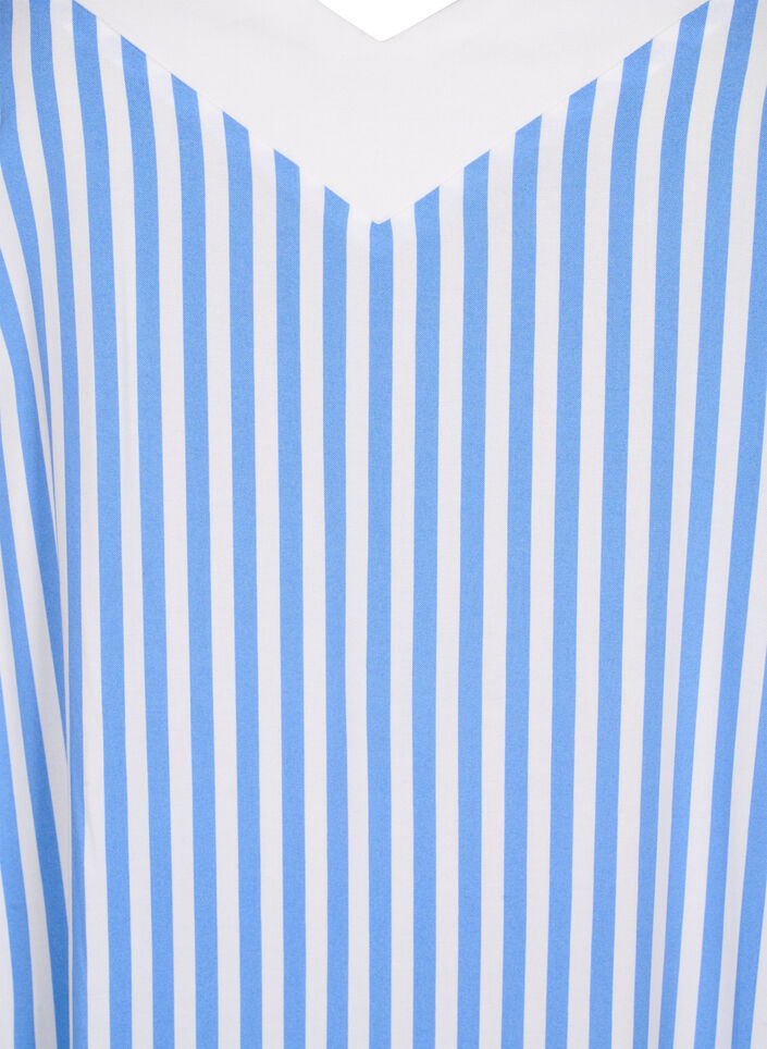 FLASH - Raidallinen nauhaolkainmekko viskoosista, L. Blue White Stripe, Packshot image number 2