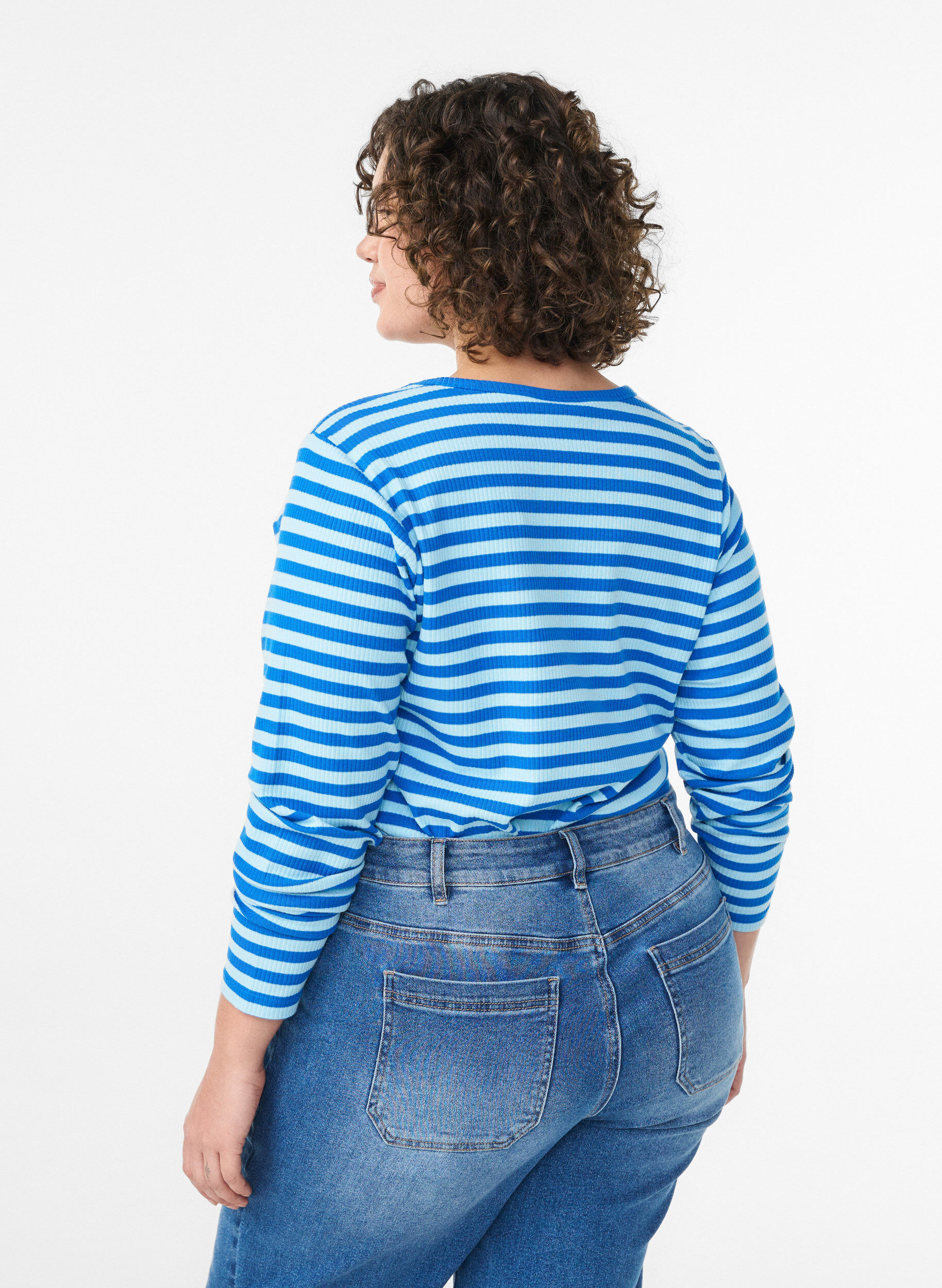 ZizziRaidallinen pusero pitkill&auml; hihoilla, Sininen, Model image number 2
