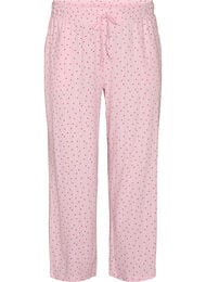 Luomupuuvillaiset pyjamahousut rei'itettyll&auml; kirjailulla, Vaaleanpunainen