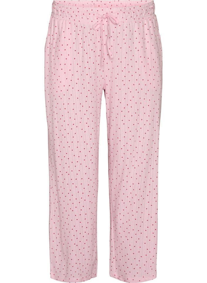 Luomupuuvillaiset pyjamahousut rei'itettyll&auml; kirjailulla, Vaaleanpunainen, Packshot image number 0