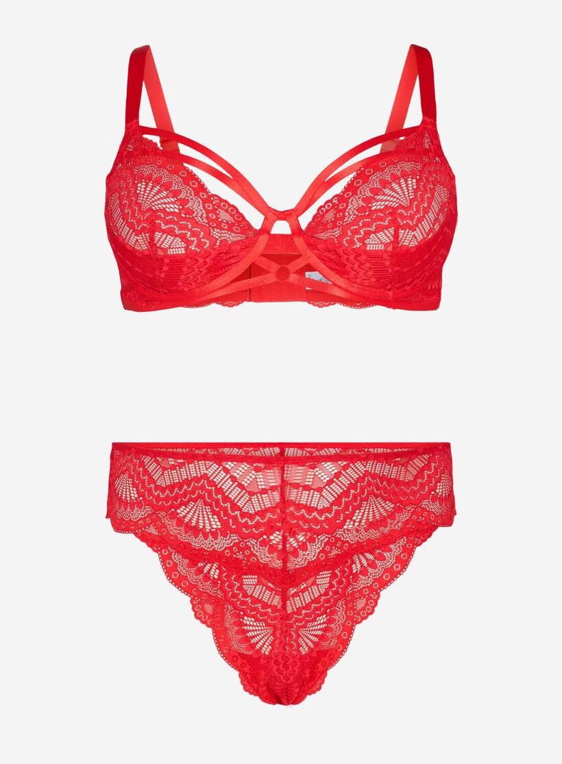 Red lace underwear set, , Model