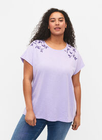 Puuvillainen t-paita lehtiprintillä, Lavender C Leaf, Model
