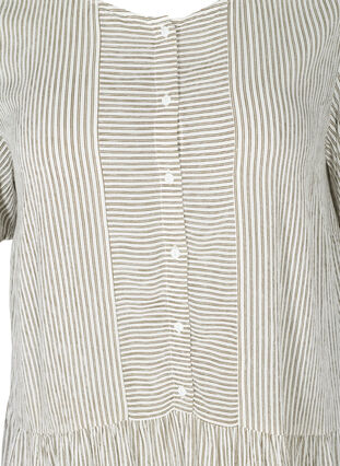 Lyhythihinen mekko raidoilla ja napeilla, White Stripe, Packshot image number 2