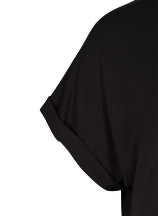 T-paita viskoosiseoksesta pyöreällä pääntiellä, Black, Packshot image number 2