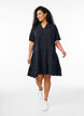Lyhyt A-linjainen mekko puuvillamusliinista, Musta, Model image number 1