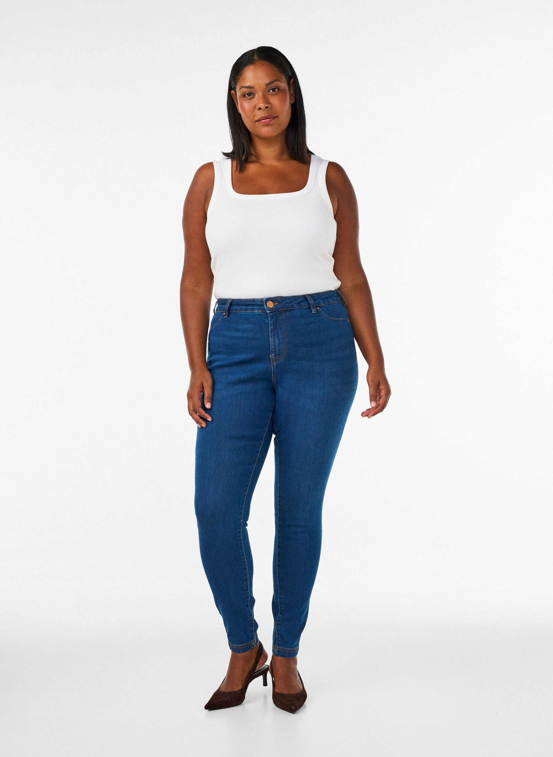 Jeggingsit puuvillasekoitteesta, Blue denim, Model