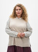 Neuleliivi, jossa on ribbireunat, Beige, Model image number 0