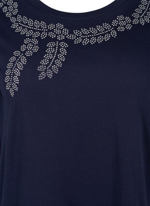 Puuvillainen t-paita koristekivillä, Navy Blazer Stone, Packshot image number 2