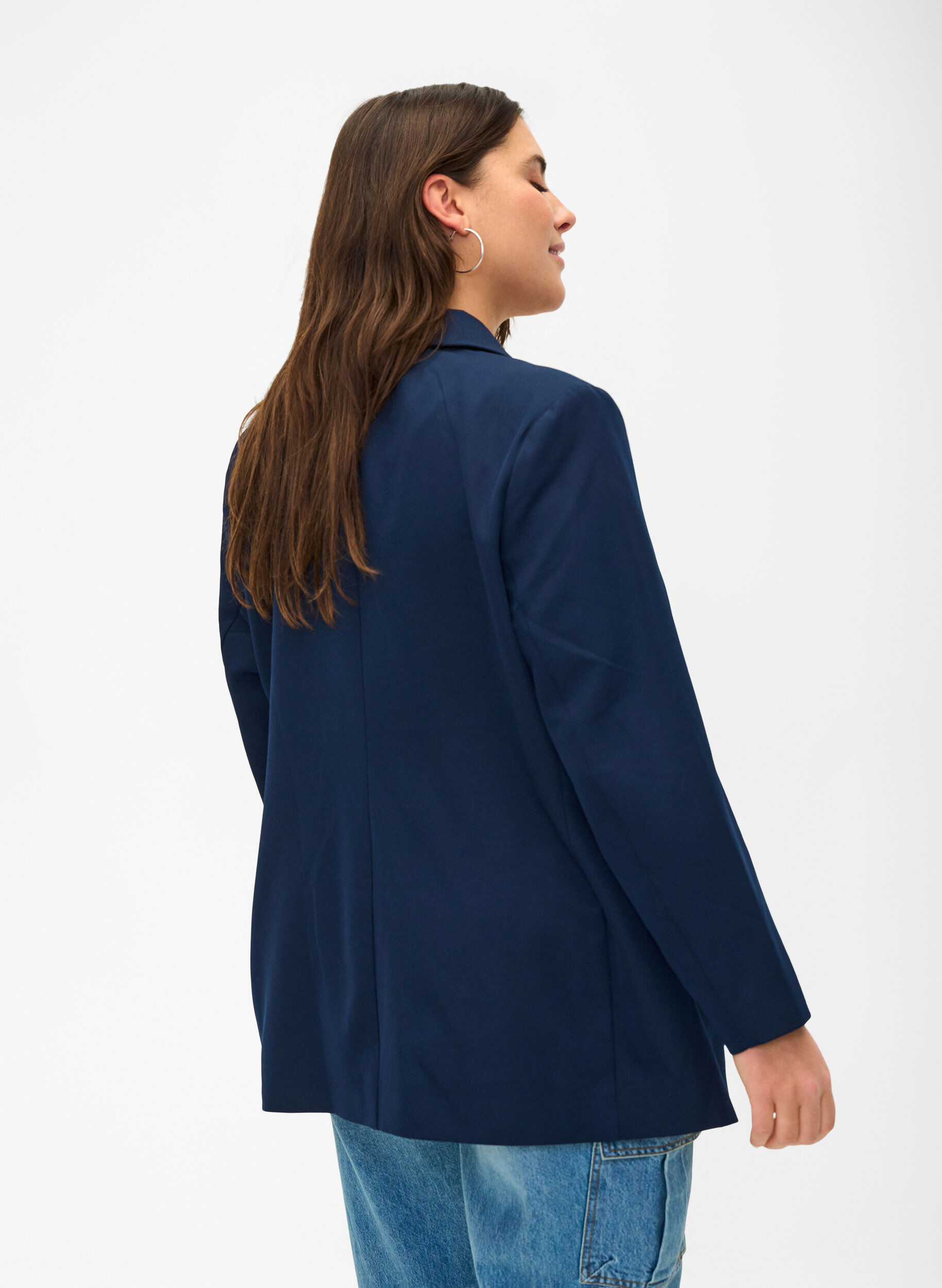 Zizzi Klassinen bleiseri napituksella, Navy Blazer, Model image number 1