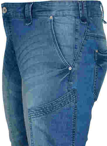 Slim fit farkkucaprit taskuilla, Light blue denim, Packshot image number 2