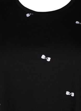 Luomupuuvillasta valmistettu T-paita ruseteilla, Black W. Bow Emb. , Packshot image number 2
