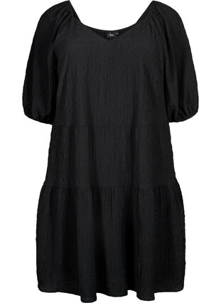 A-muotoinen lyhyt mekko V-päätiellä, Black, Packshot image number 0