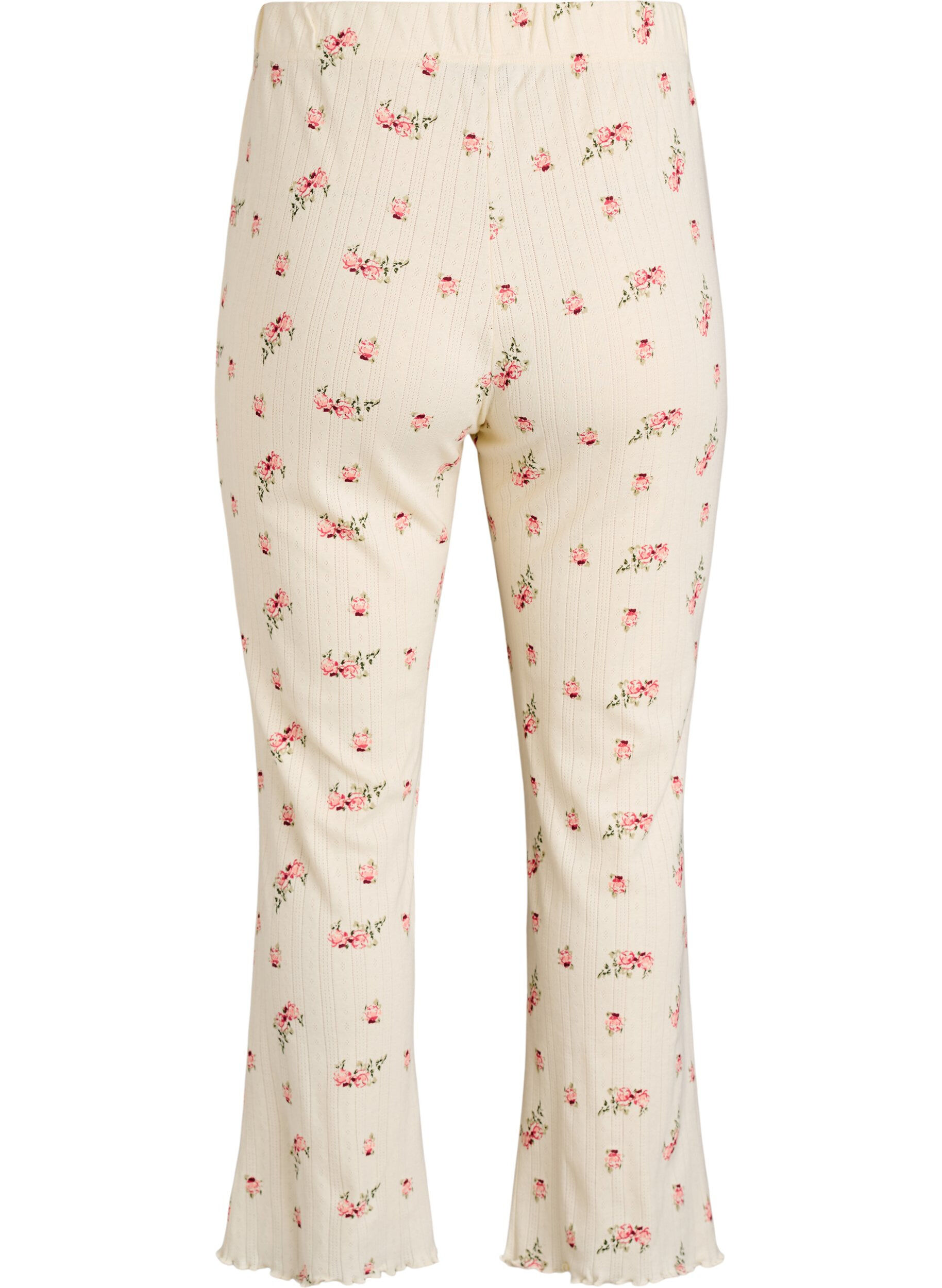 Zizzi Luomupuuvillaiset pyjamahousut strukturoidulla kuviolla, Vanilja, Packshot image number 1
