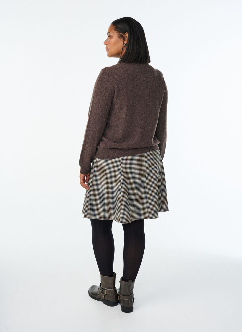 Lyhyt A-linjainen hame, Ruskea, Model image number 2