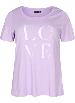 Lyhythihainen puuvillainen t-paita painatuksella, Lavendula LOVE, Packshot image number 0