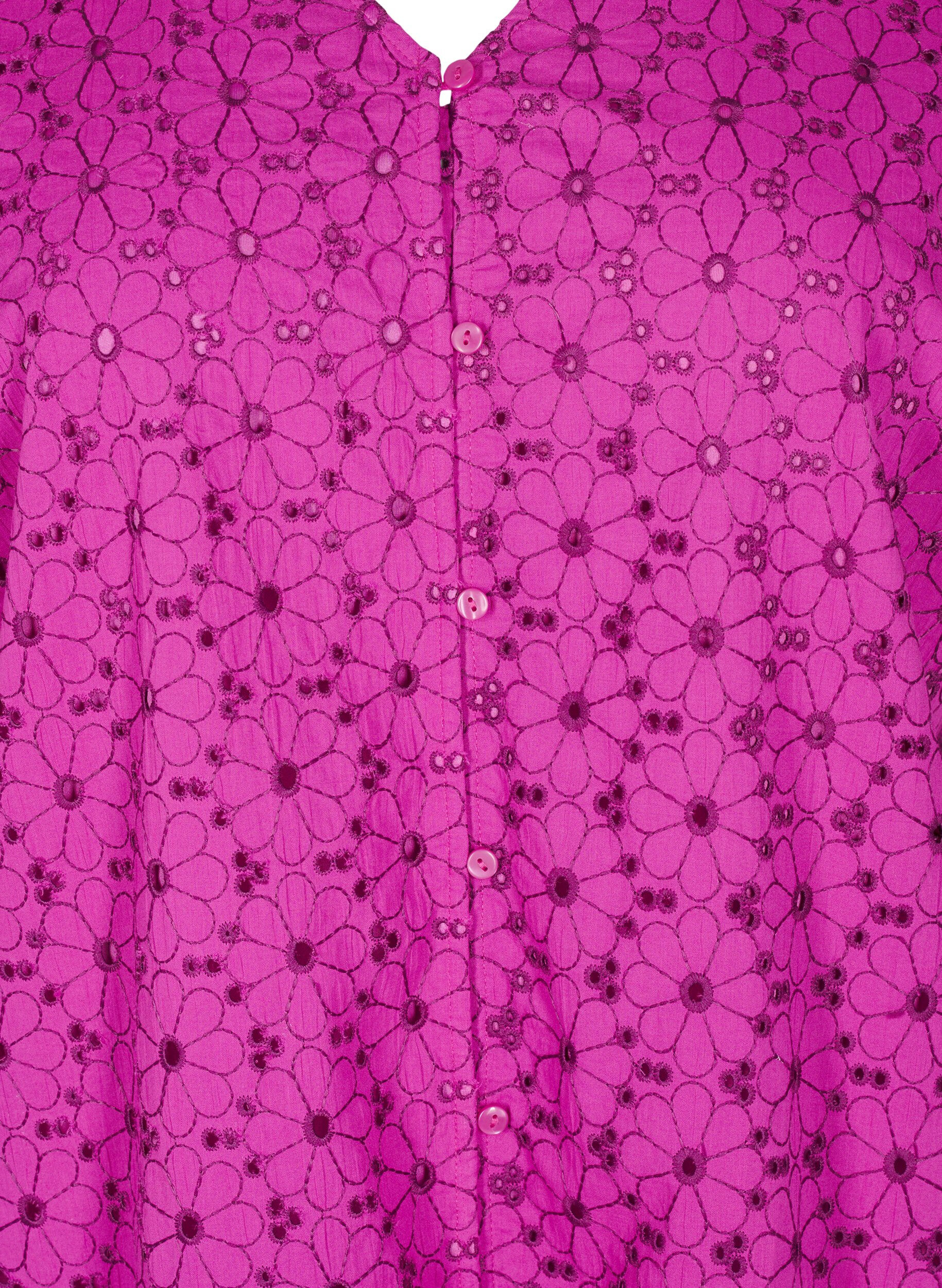 Zizzi Lyhyt mekko kirjailtulla kukkakuviolla, Violetti, Packshot image number 2