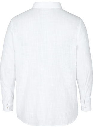 Pitkähihainen puuvillainen paita tekstuurilla, White, Packshot image number 1