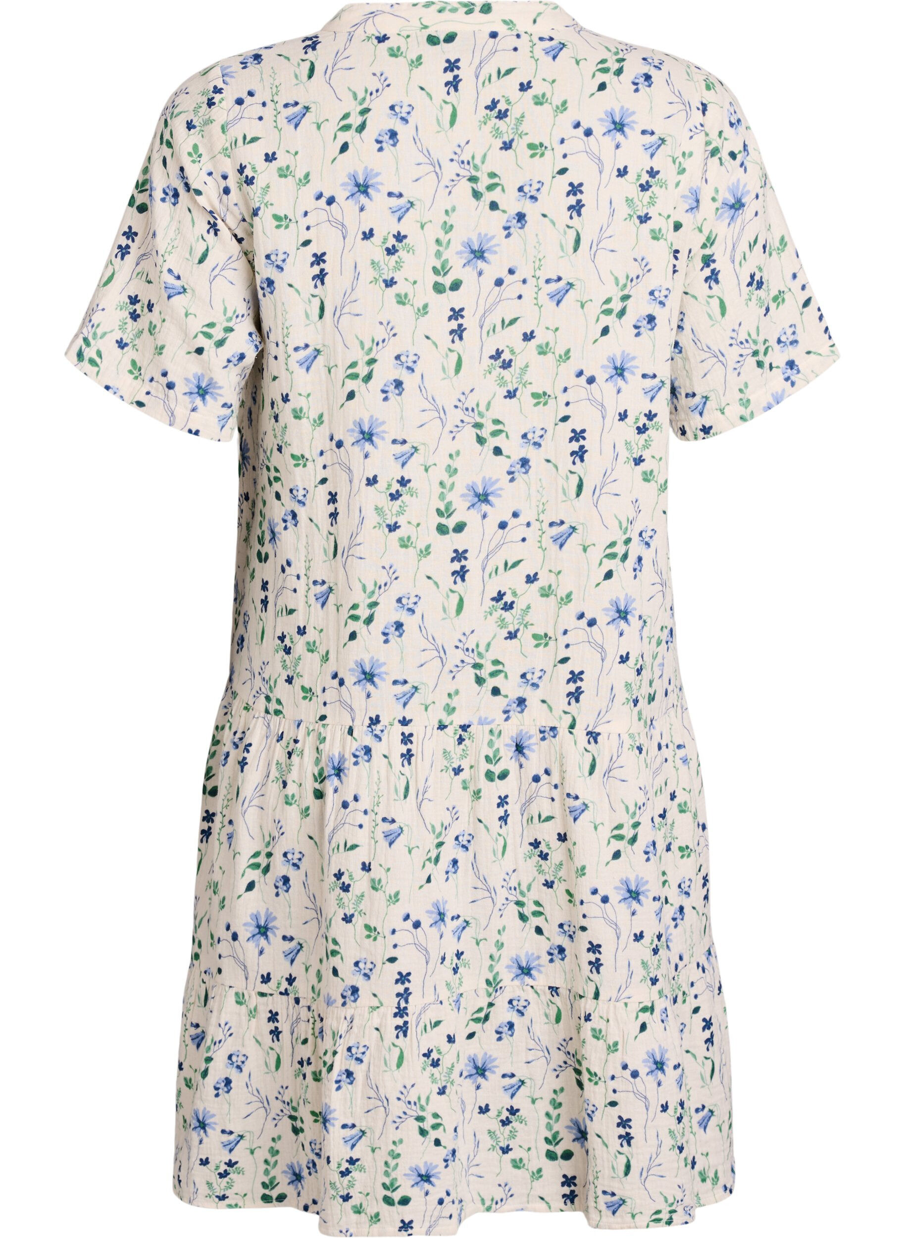 ZizziLyhyt A-linjainen mekko puuvillamusliinista, Beige, Packshot image number 1