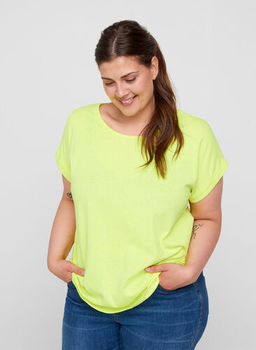Neonvärinen t-paita puuvillasta, Neon Lime, Model image number 0