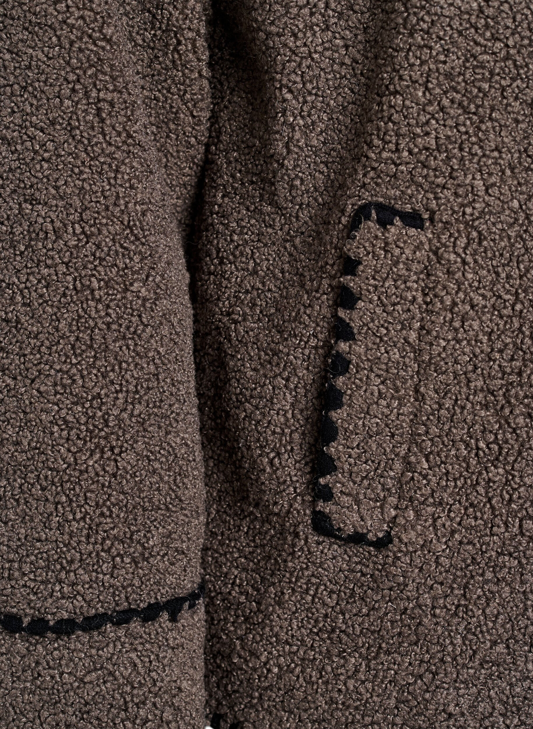 Zizzi Teddytakki kontrastiyksityiskohdilla, Ruskea, Packshot image number 3